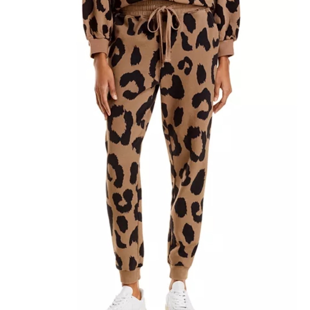 Pistola Leopard Print Jogger Sweatpants Tan Brown Animal Print Small